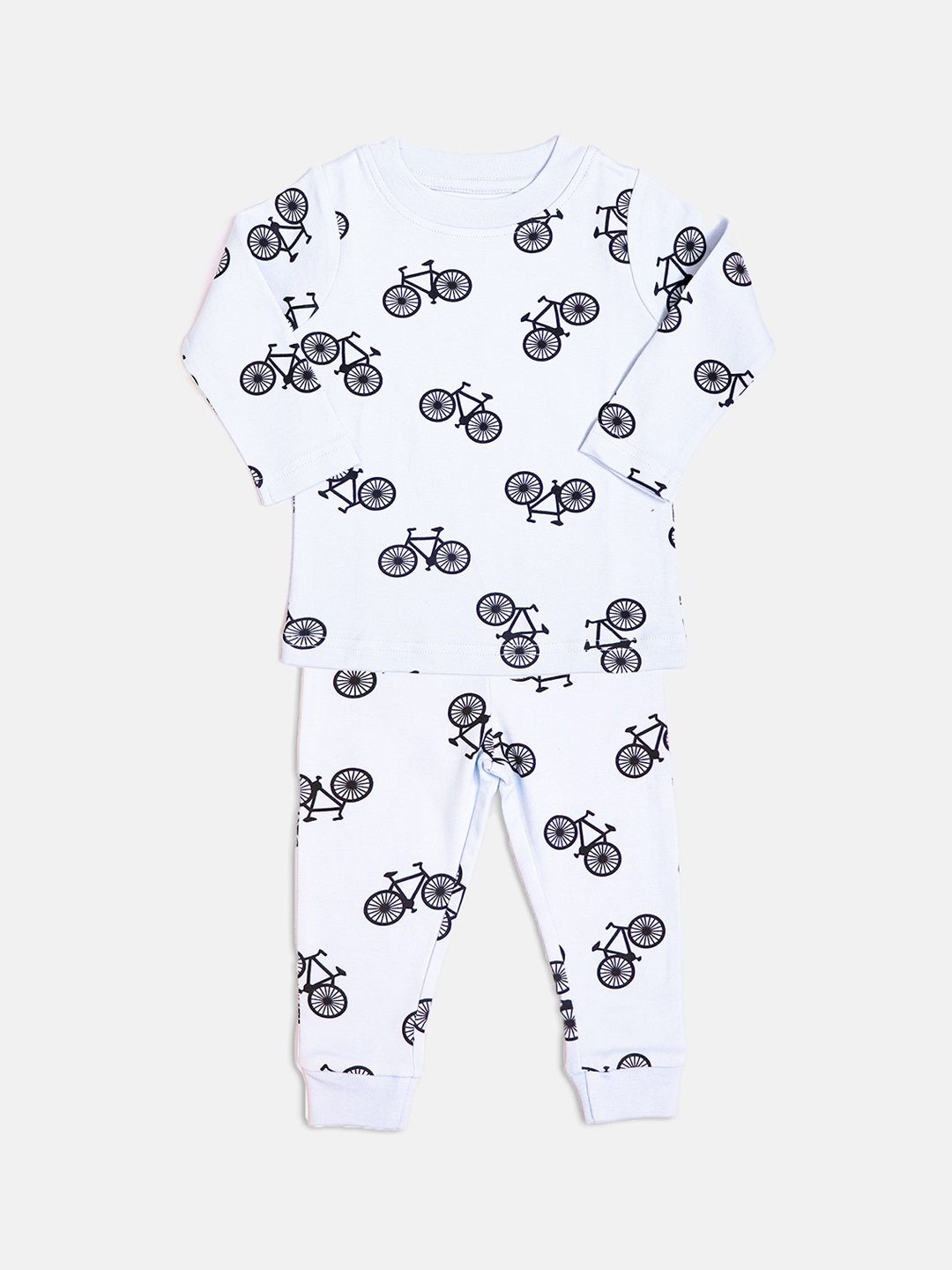

Whistle & Hops Infants Graphic Printed Pure Cotton Night suit, Blue