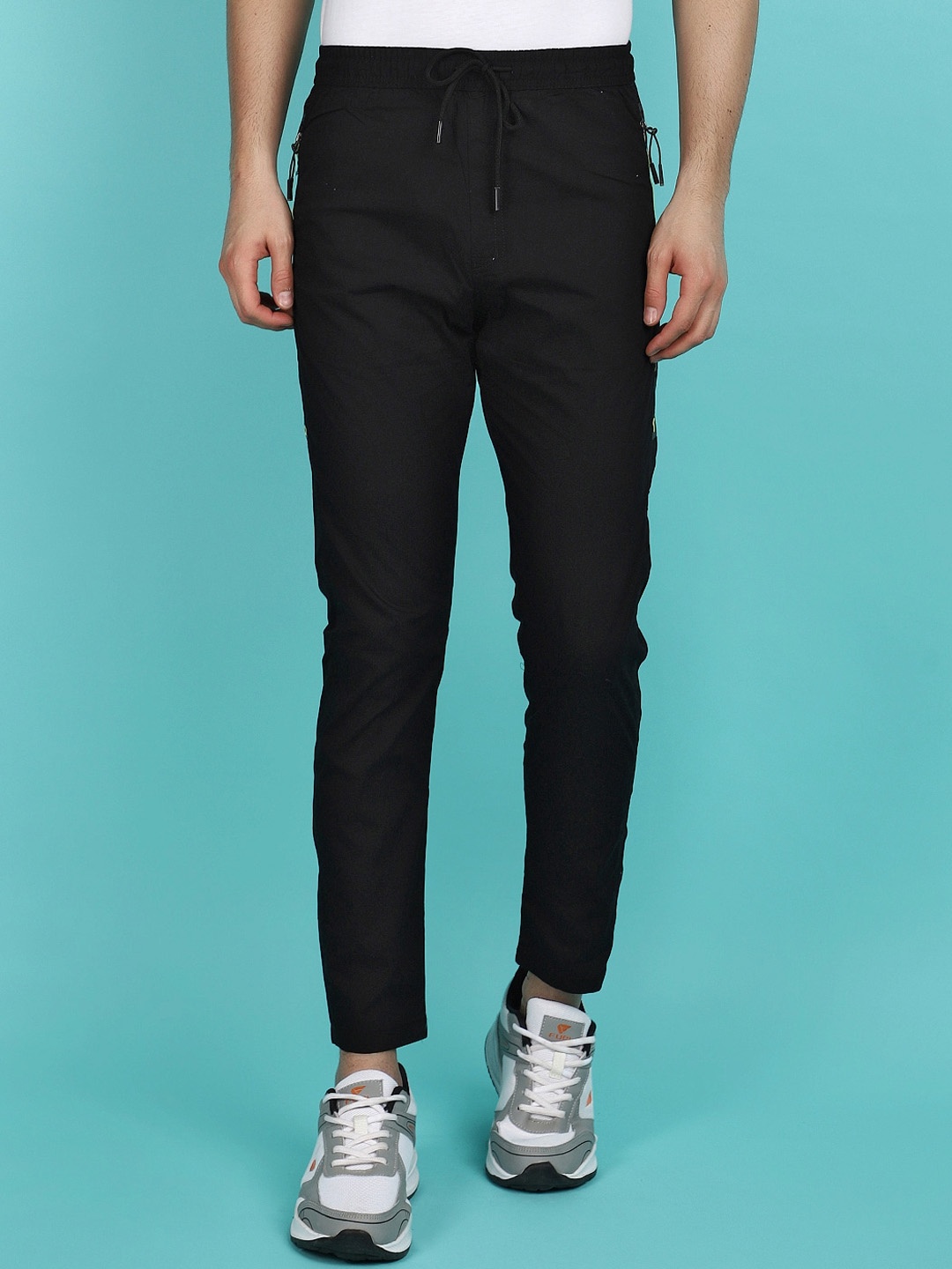 

V-Mart Men Mid Rise Twill Cotton Track Pant, Black