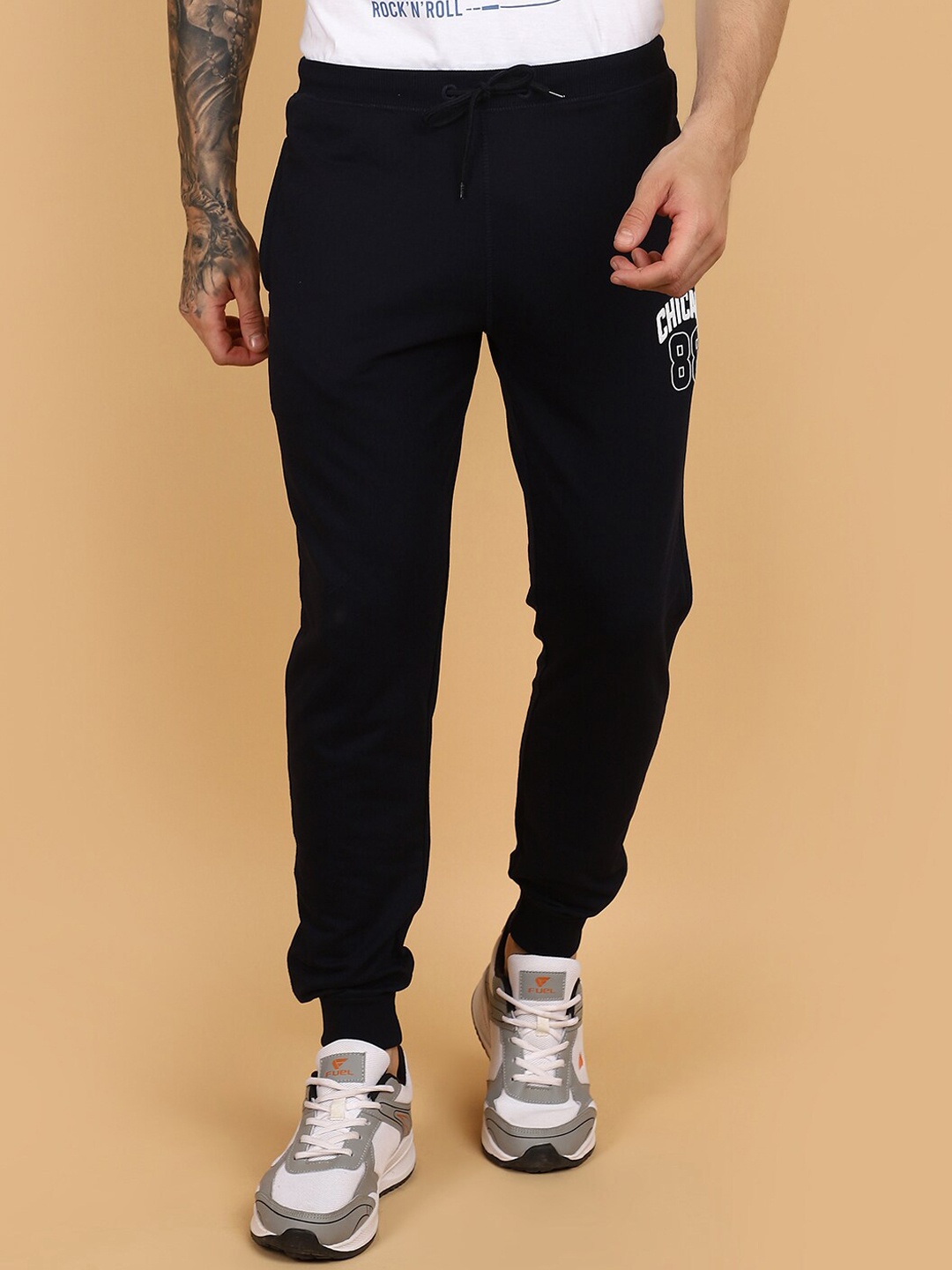 

V-Mart Men Mid Rise Cotton Joggers, Navy blue