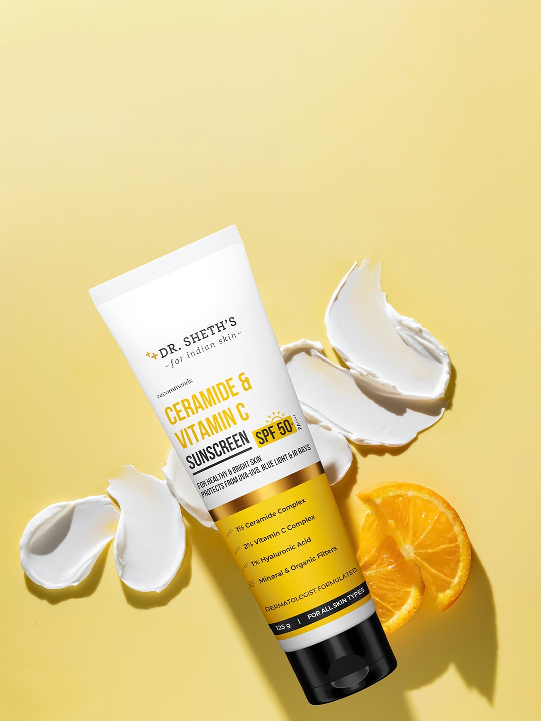 

DR. SHETHS Ceramide & Vitamin C Sunscreen SPF 50+ PA+++ - 125 g, White