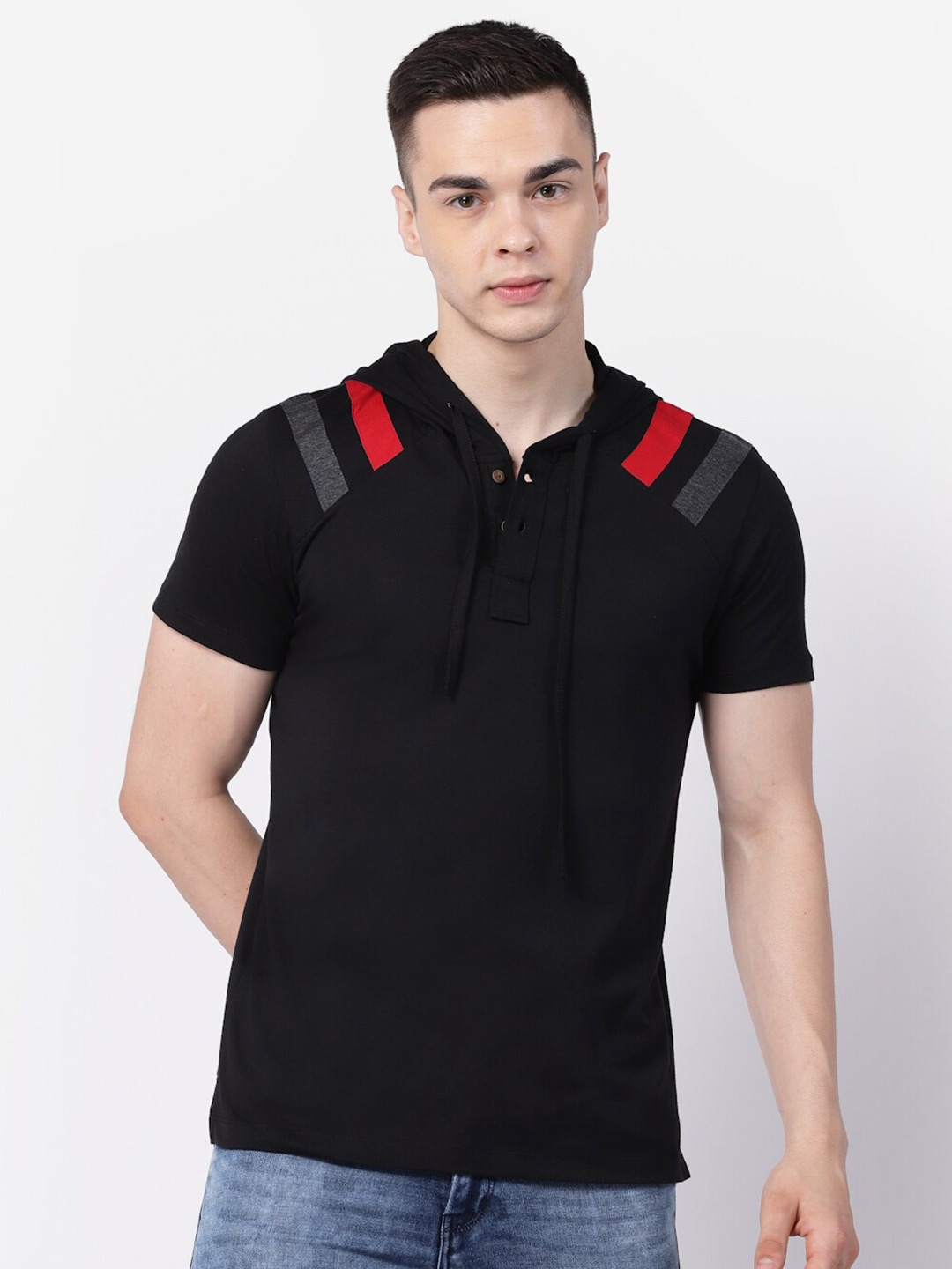 

Kalt Short Sleeves Hooded T-shirt, Black