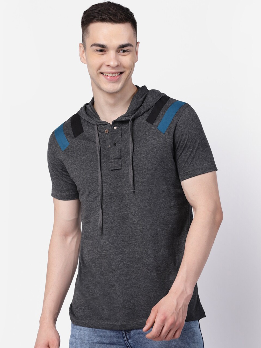 

Kalt Short Sleeves Hooded T-shirt, Charcoal