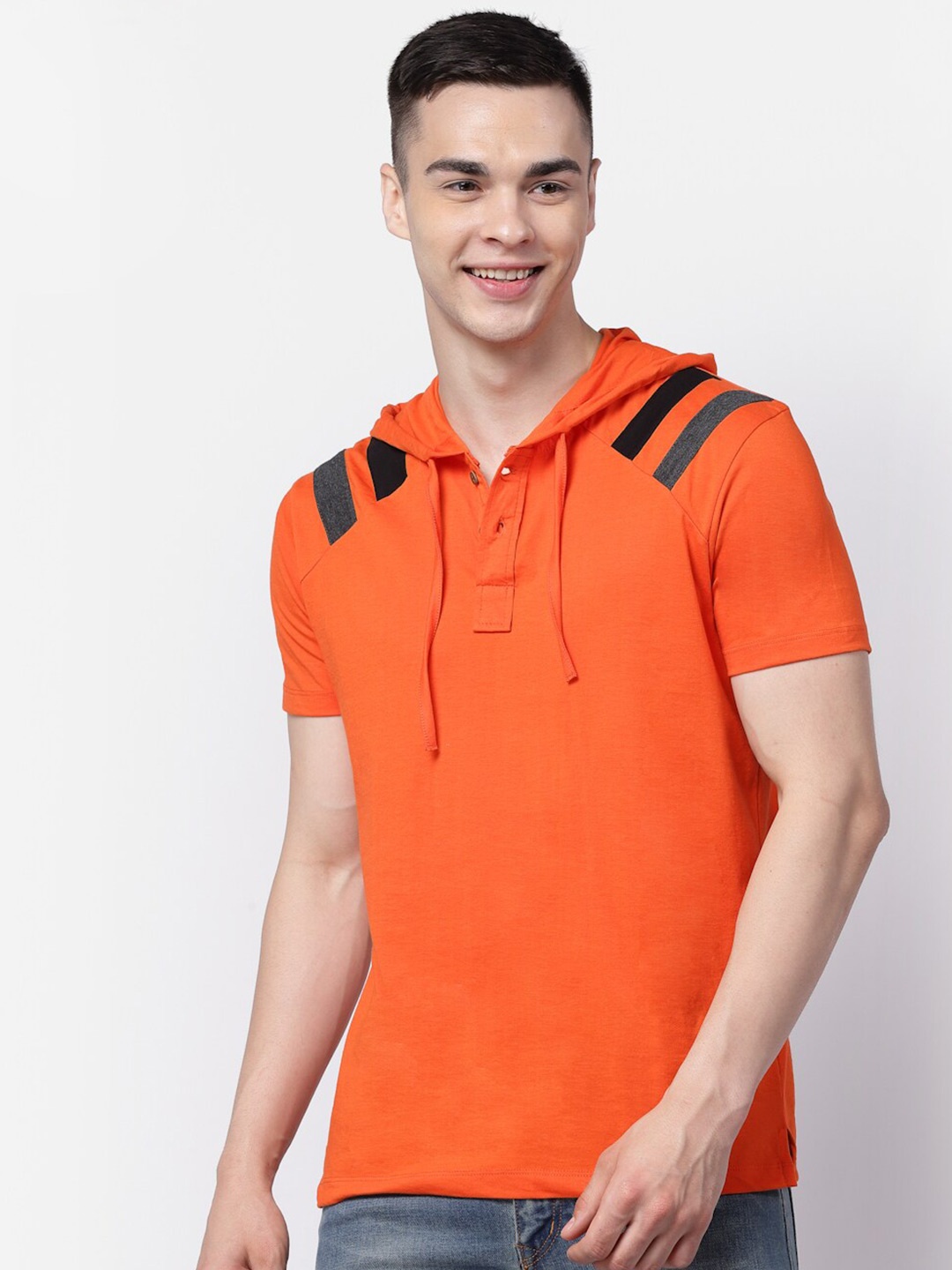 

Kalt Hooded Neck Short Sleeves Regular Fit T-shirt, Orange