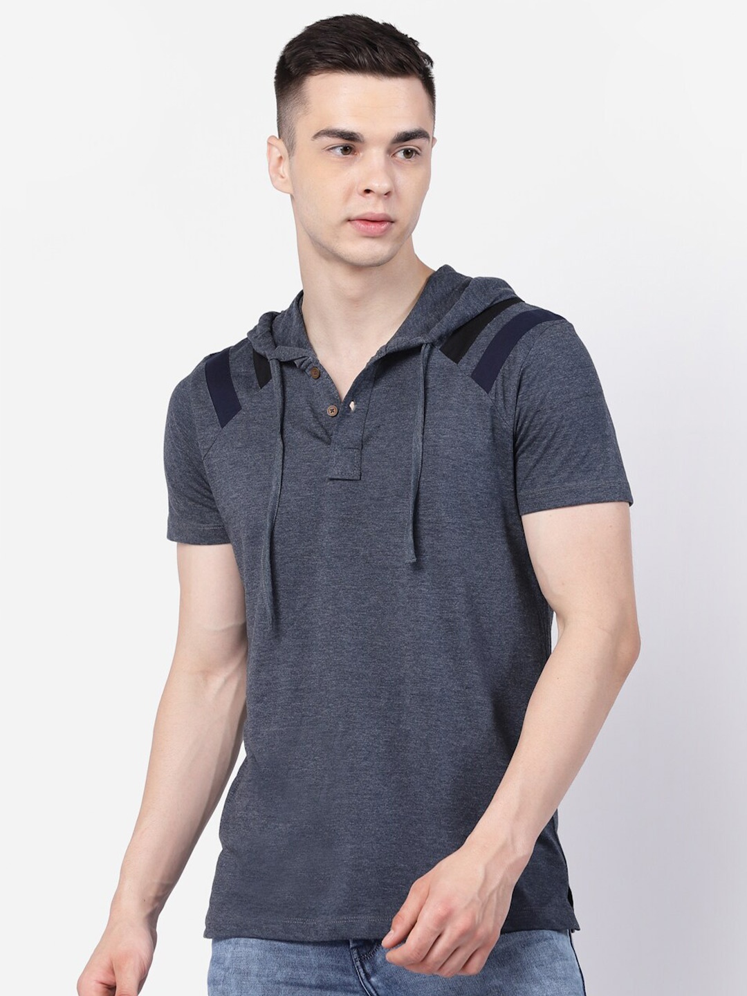 

Kalt Hooded Neck Short Sleeves Regular Fit T-shirt, Blue