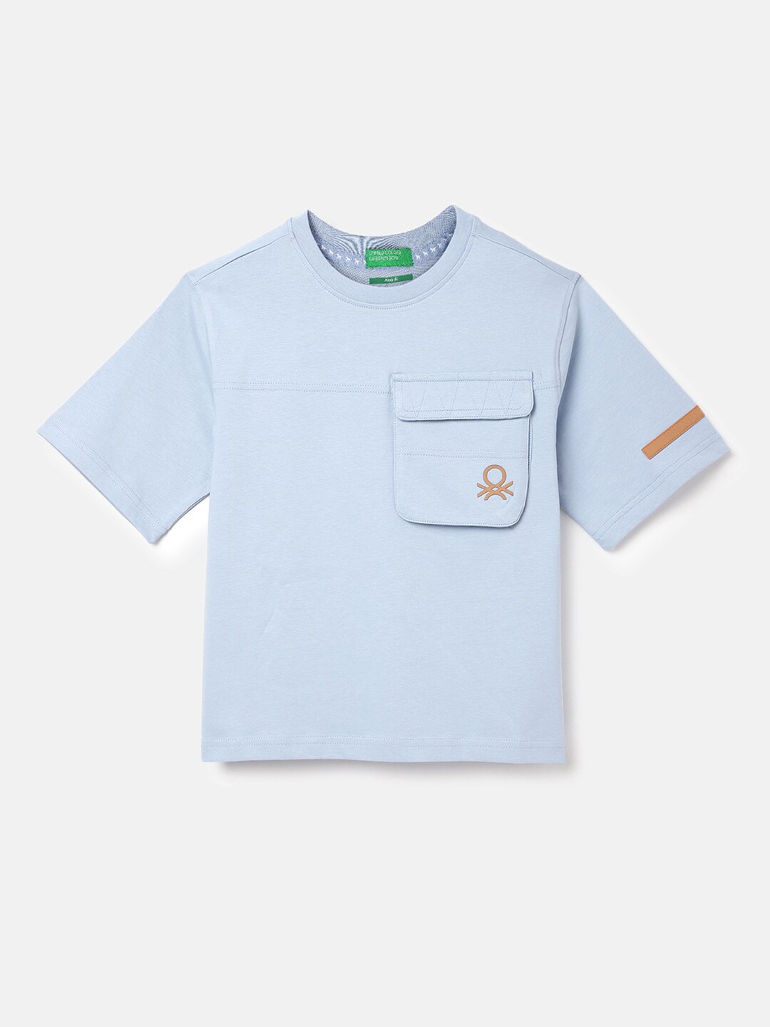 

United Colors of Benetton Boys Pure Cotton Pockets Boxy T-shirt, Blue