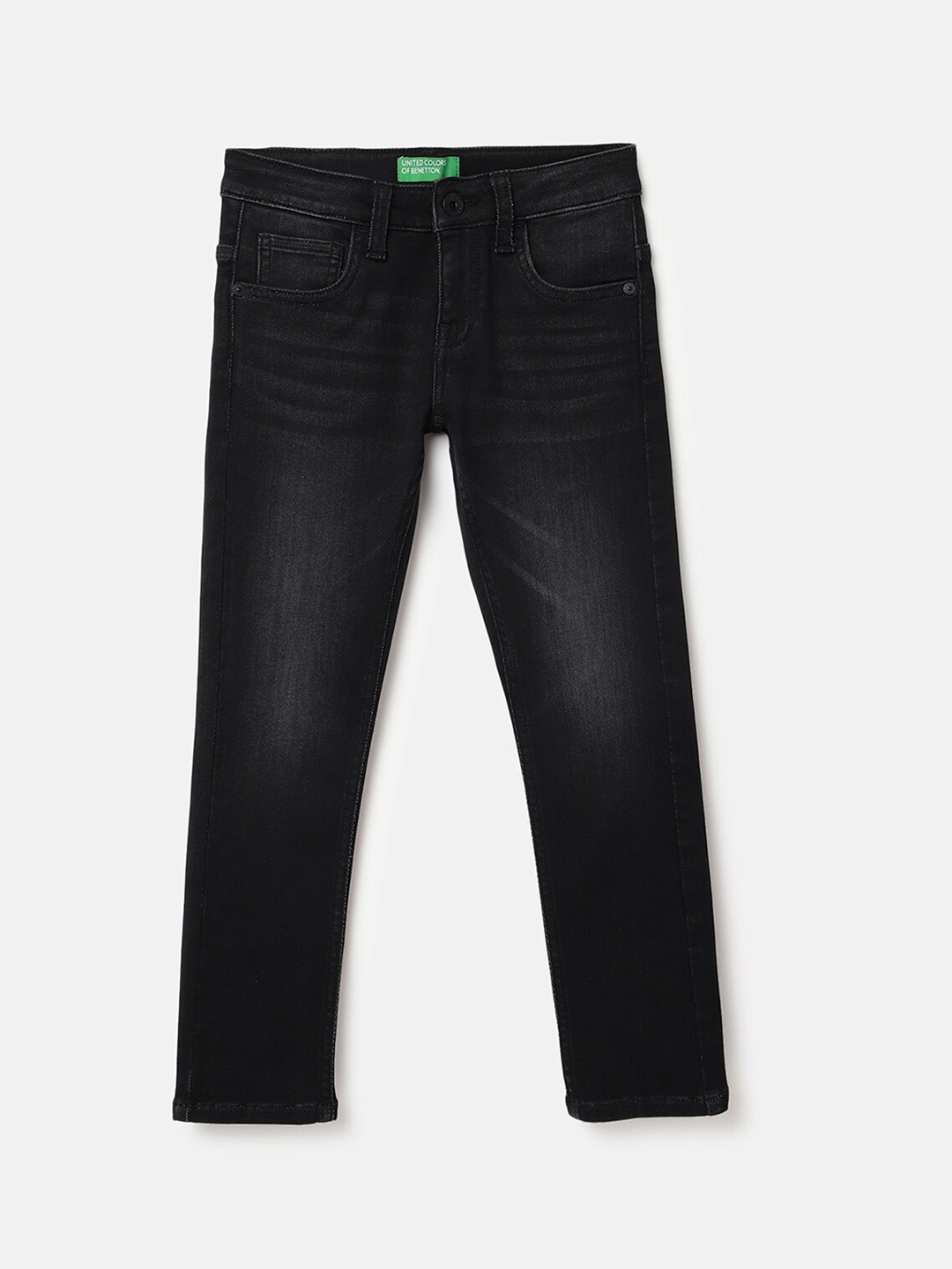 

United Colors of Benetton Boys Slim Fit Light Fade Jeans, Black