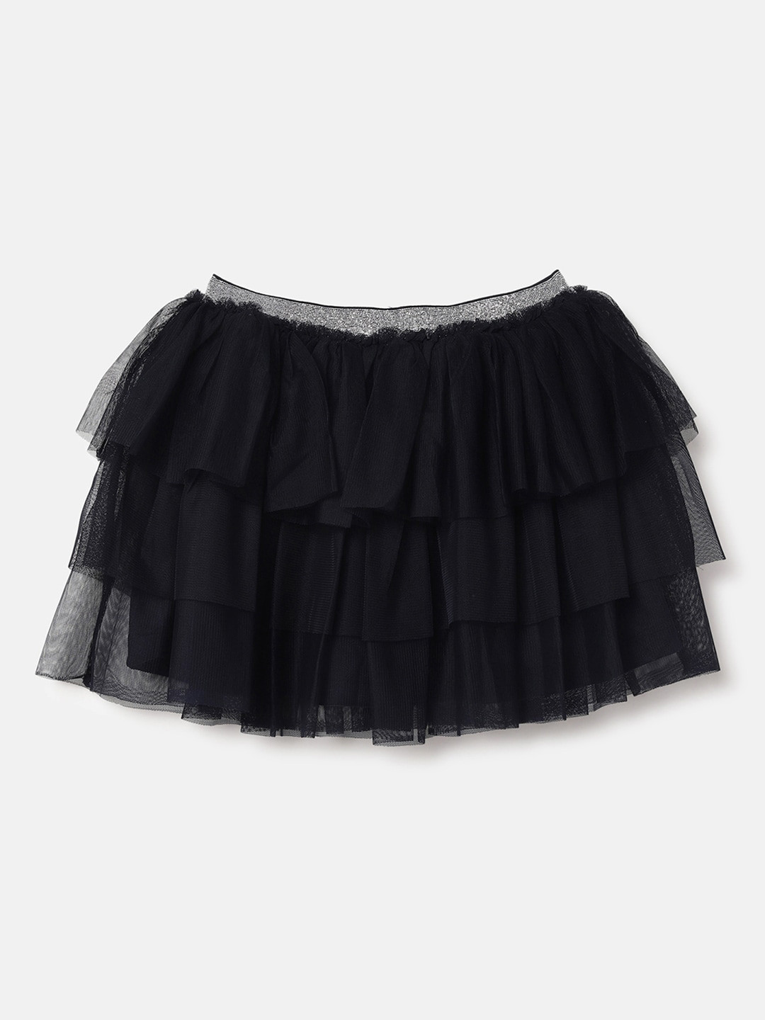 

United Colors of Benetton Girls Gathered Flared Mini Skirt, Black