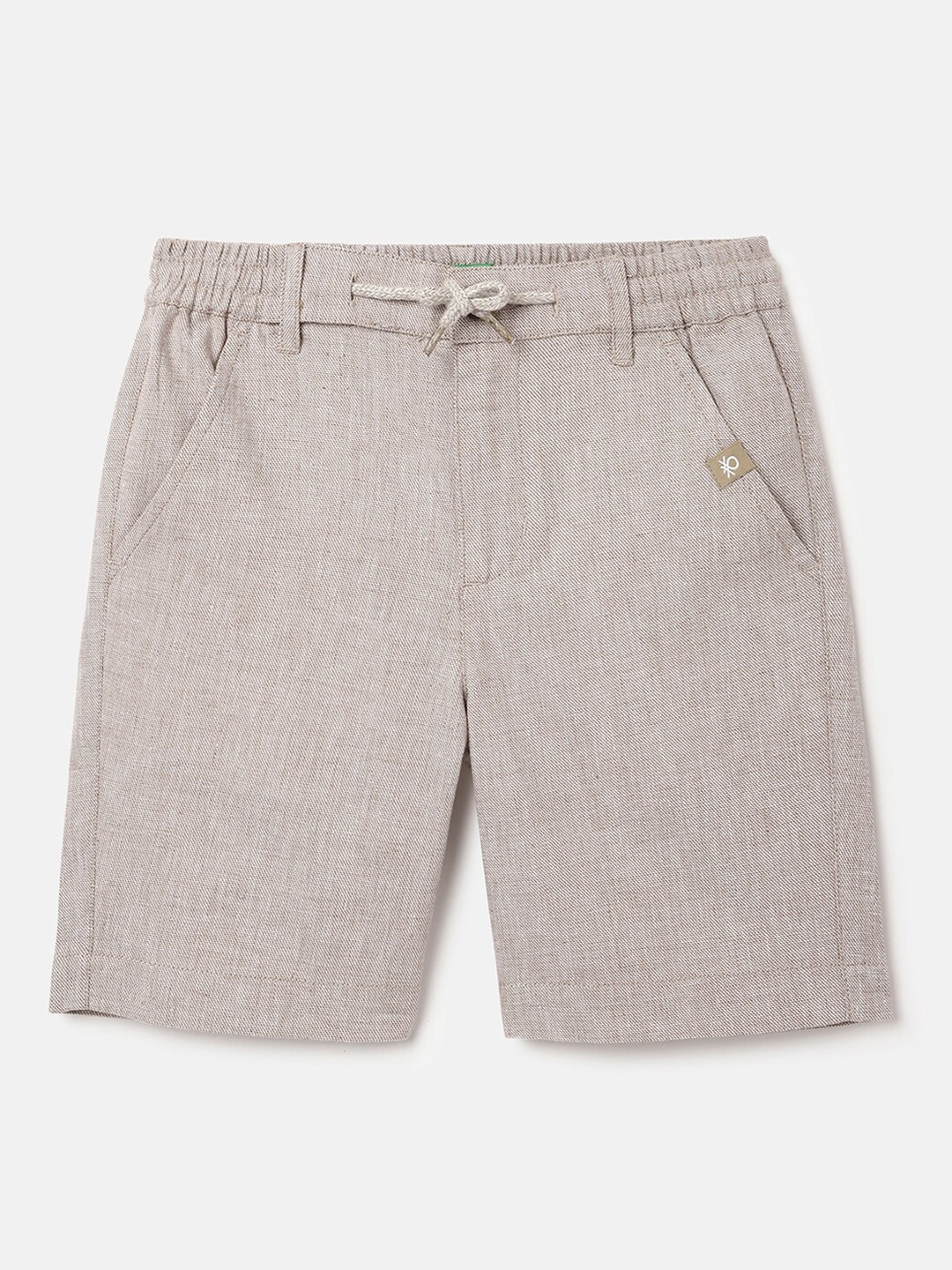 

United Colors of Benetton Boys Mid-Rise Cotton Linen Shorts, Grey