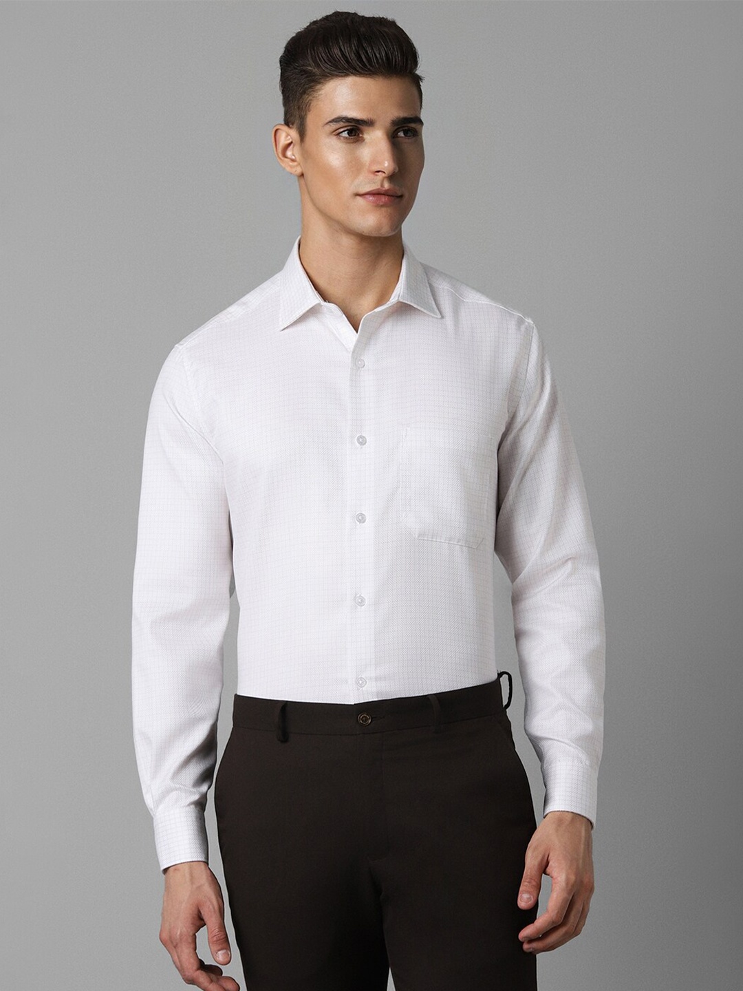 

Louis Philippe Spread Collar Long Sleeves Cotton Formal Shirt, White
