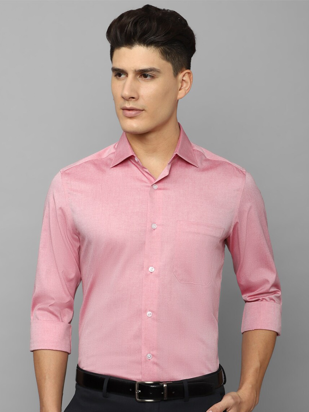 

Louis Philippe Spread Collar Long Sleeves Cotton Formal Shirt, Pink