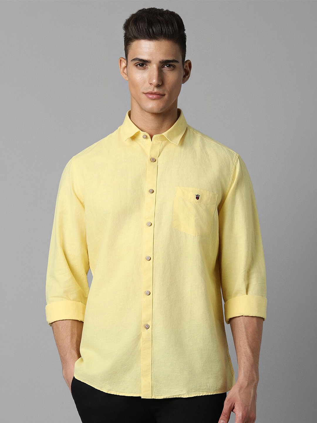 

Louis Philippe Sport Men Slim Fit Cotton Linen Casual Shirt, Yellow