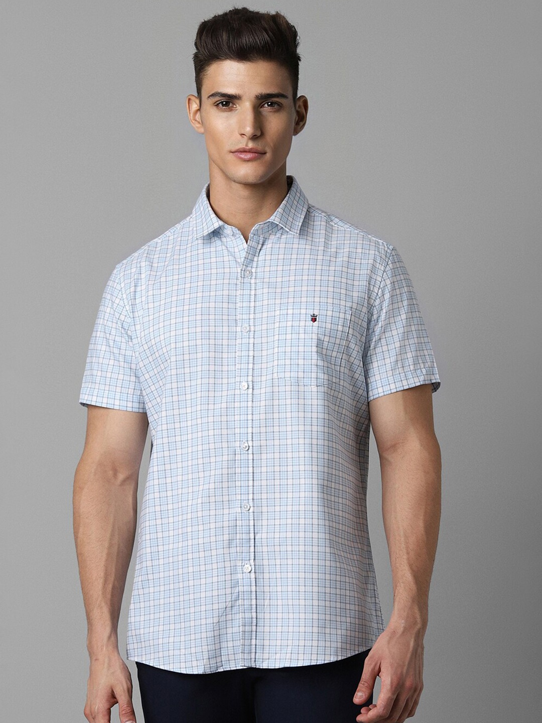 

Louis Philippe Sport Slim Fit Checked Cotton Casual Shirt, Blue