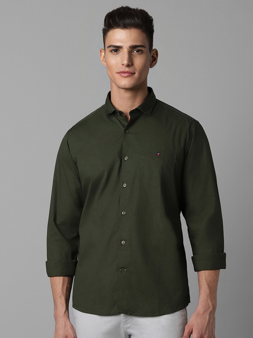 

Louis Philippe Sport Men Slim Fit Cotton Casual Shirt, Olive