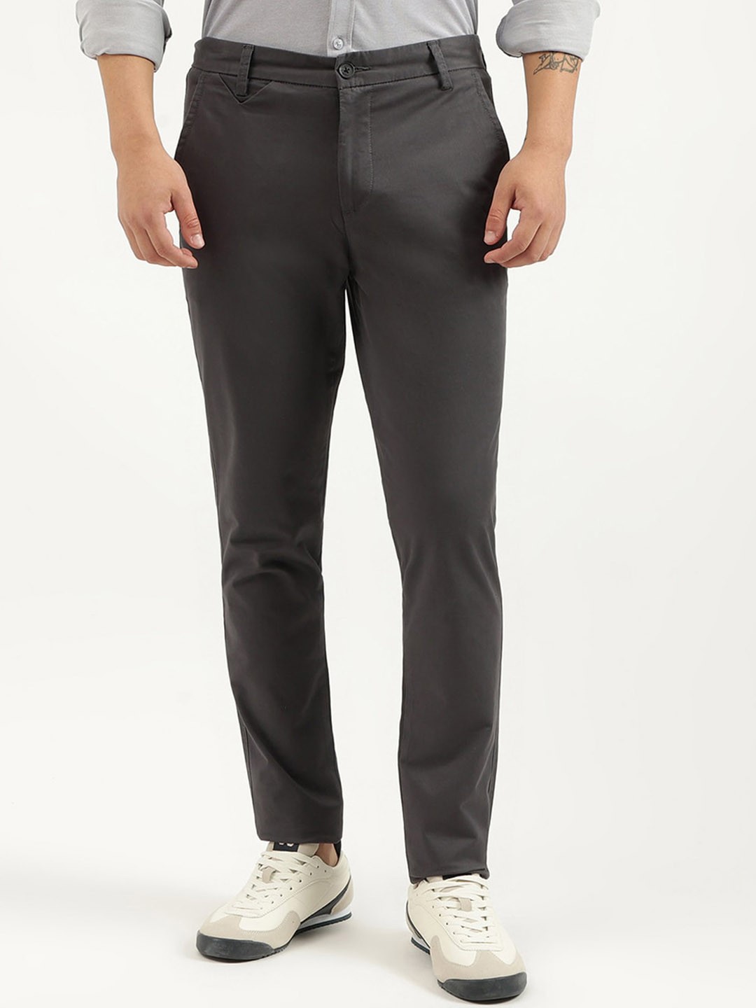 

United Colors of Benetton Men Mid-Rise Slim Fit Regular Trouser, Grey