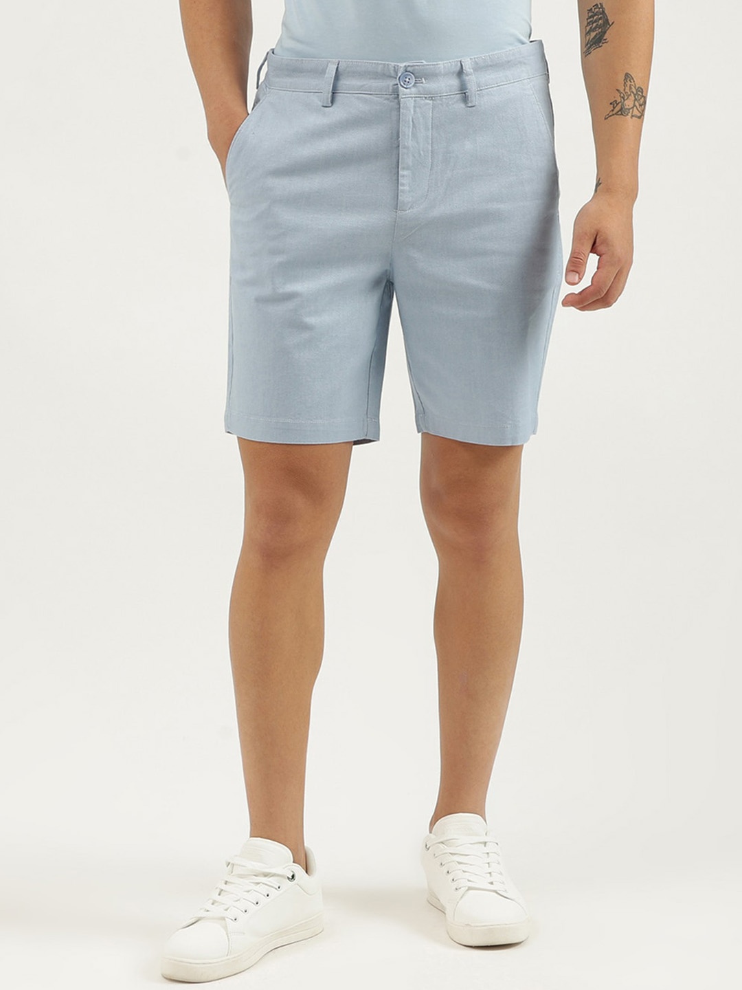 

United Colors of Benetton Men Striped Slim Fit Shorts, Blue