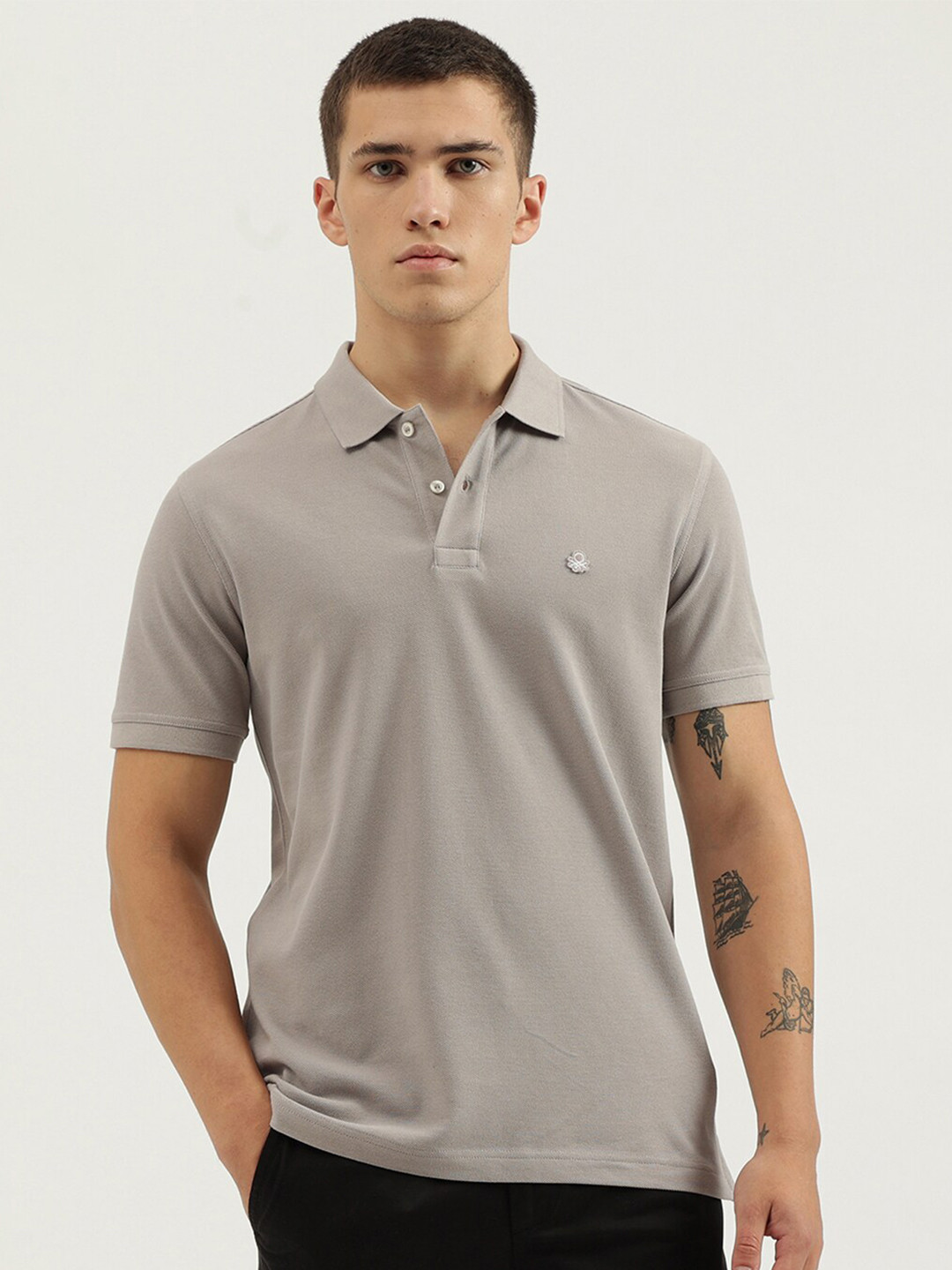 

United Colors of Benetton Polo Collar Pure Cotton T-shirt, Grey