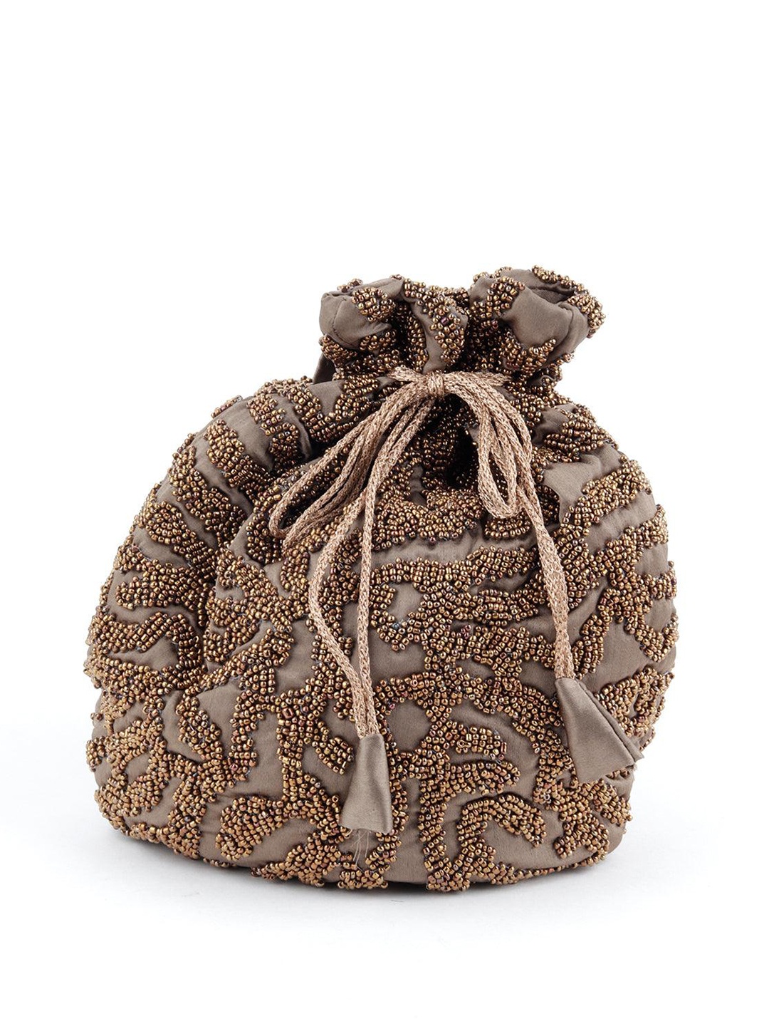 

ODETTE Embellished Potli Clutch, Copper