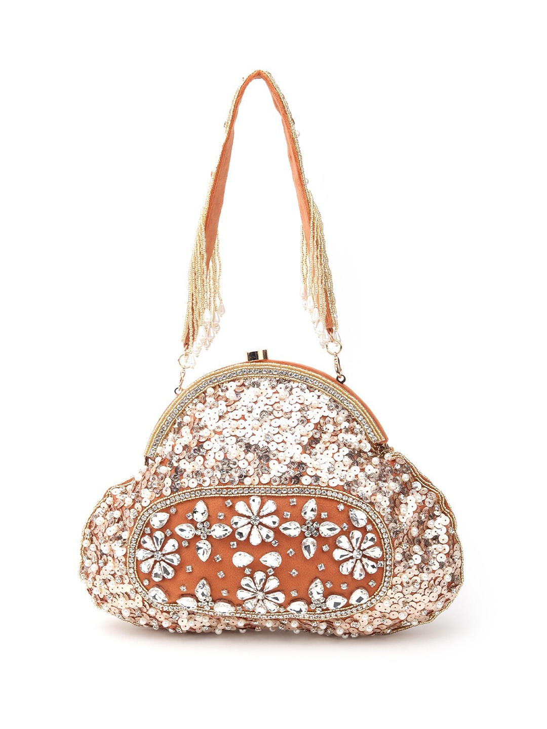 

ODETTE Embellished Purse Clutch, Brown