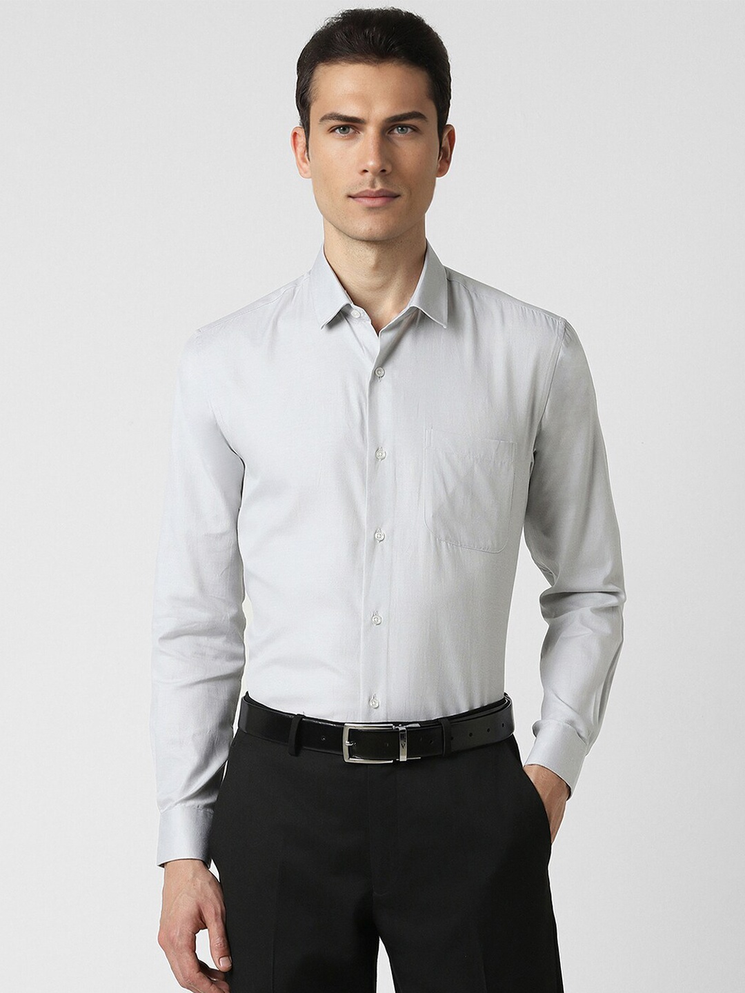 

Peter England Spread Collar Cotton Formal Shirt, Grey