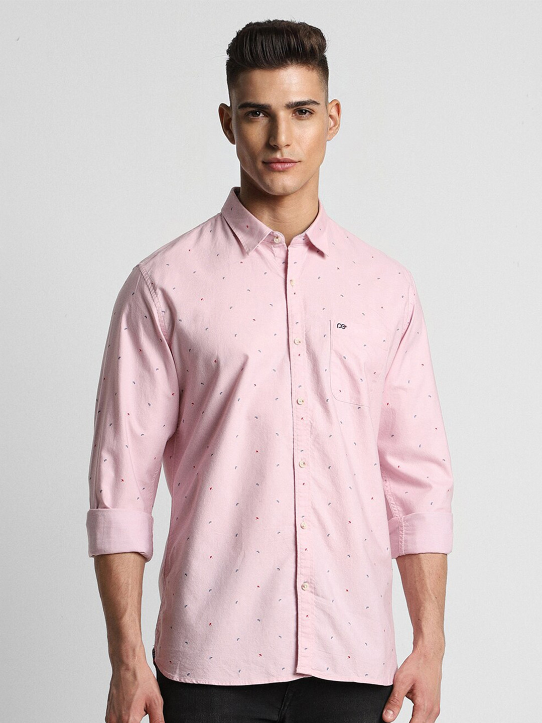 

Peter England Casuals Slim Fit Micro Ditsy Printed Cotton Casual Shirt, Pink