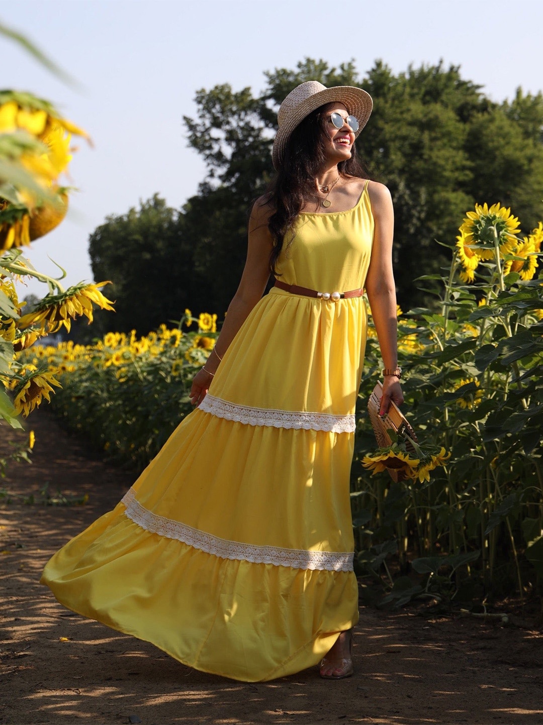 

Chandbaali Shoulder Straps Maxi Dress, Yellow