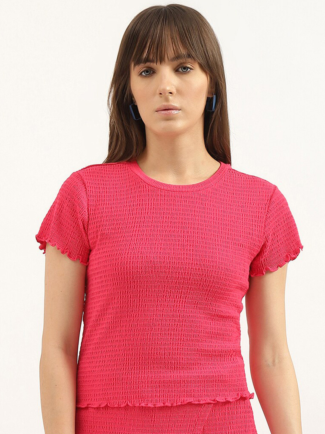 

United Colors of Benetton Regular Fit Short Sleeves Round Neck Top, Pink