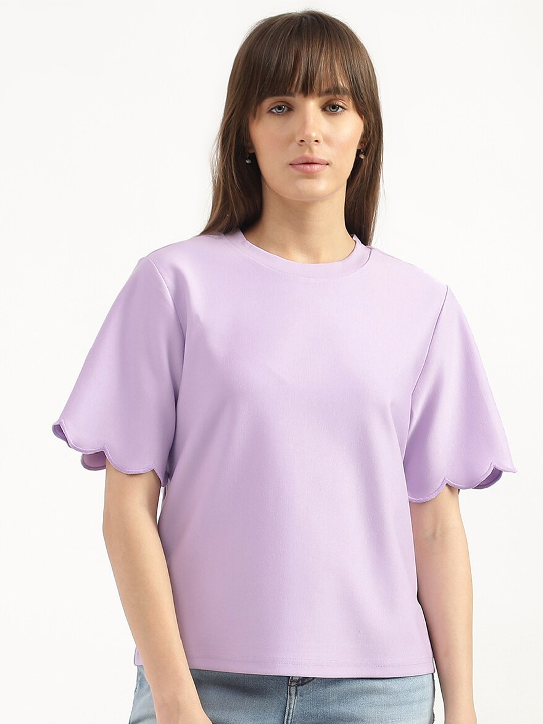 

United Colors of Benetton Round Neck T-shirt, Purple