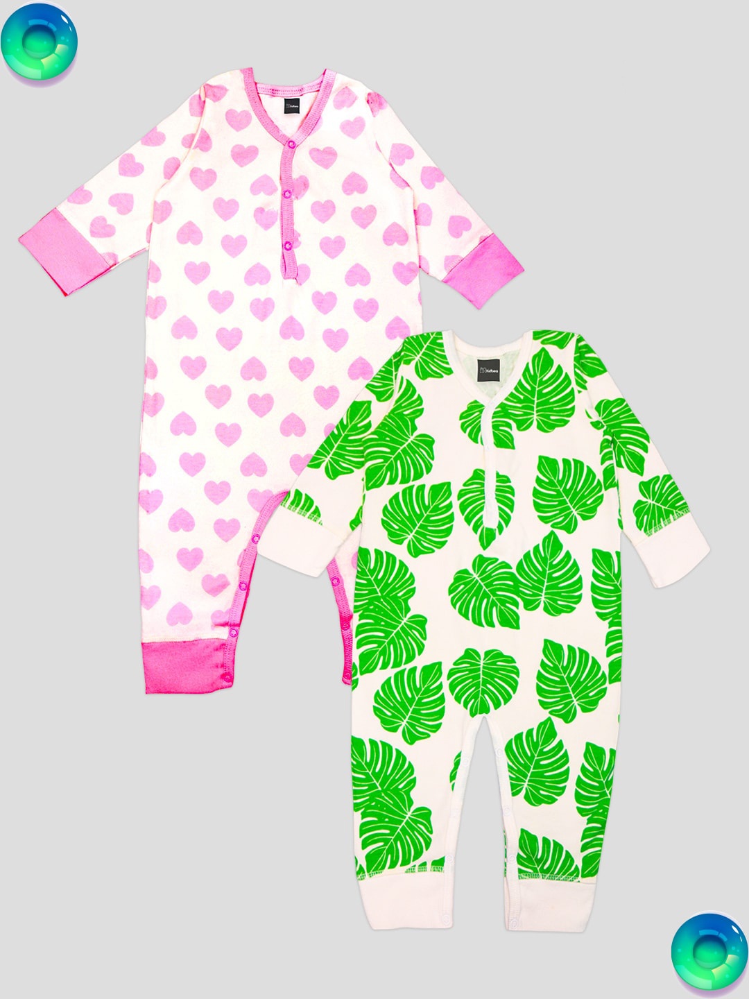 

Kidbea Infants Pack Of 2 Printed Organic Cotton Rompers, White
