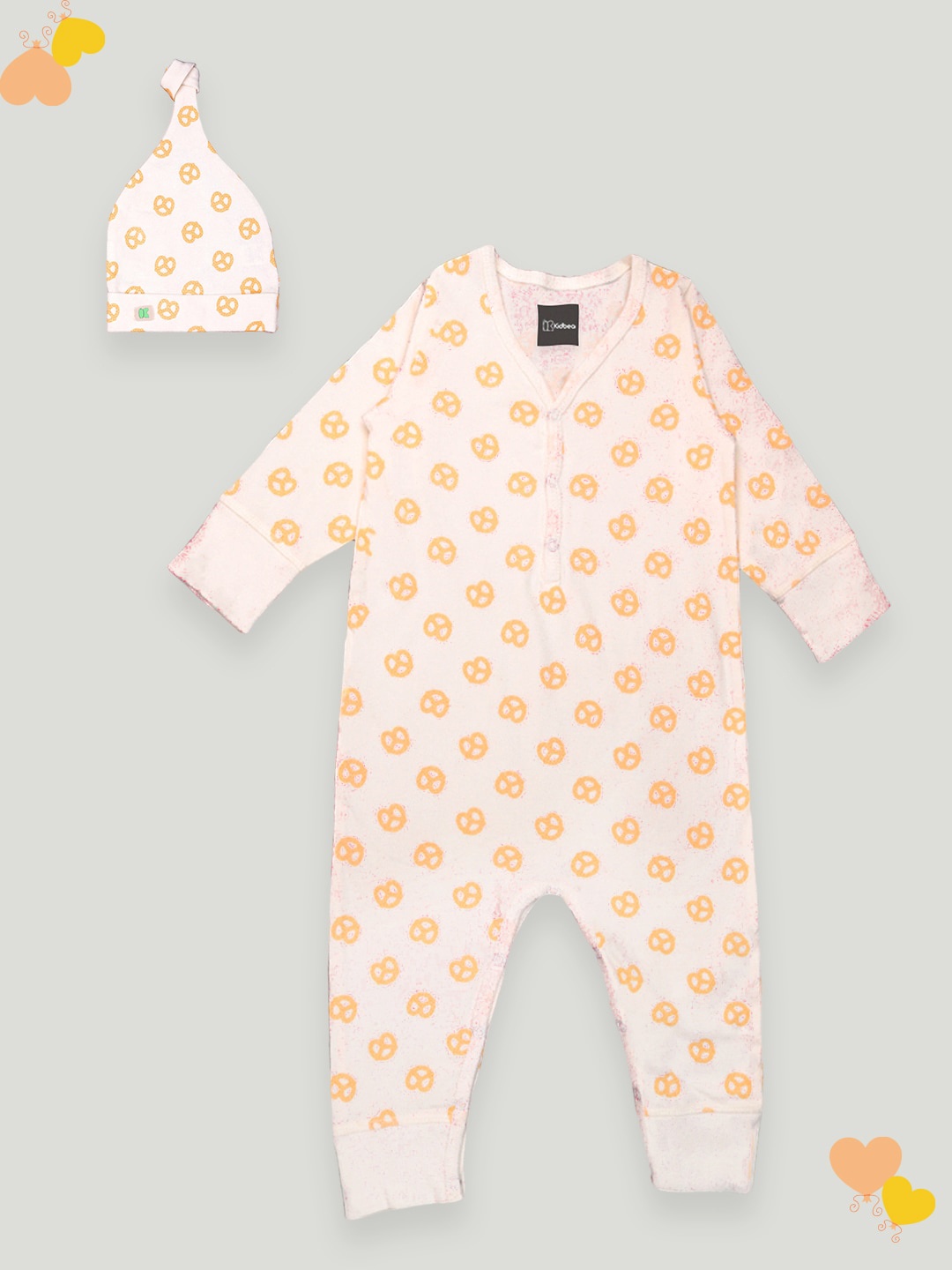 

Kidbea Infants Printed Organic Cotton Romper, White