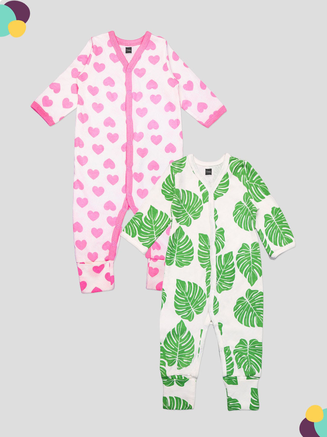 

Kidbea Infants Pack Of 2 Printed Organic Cotton Rompers, White