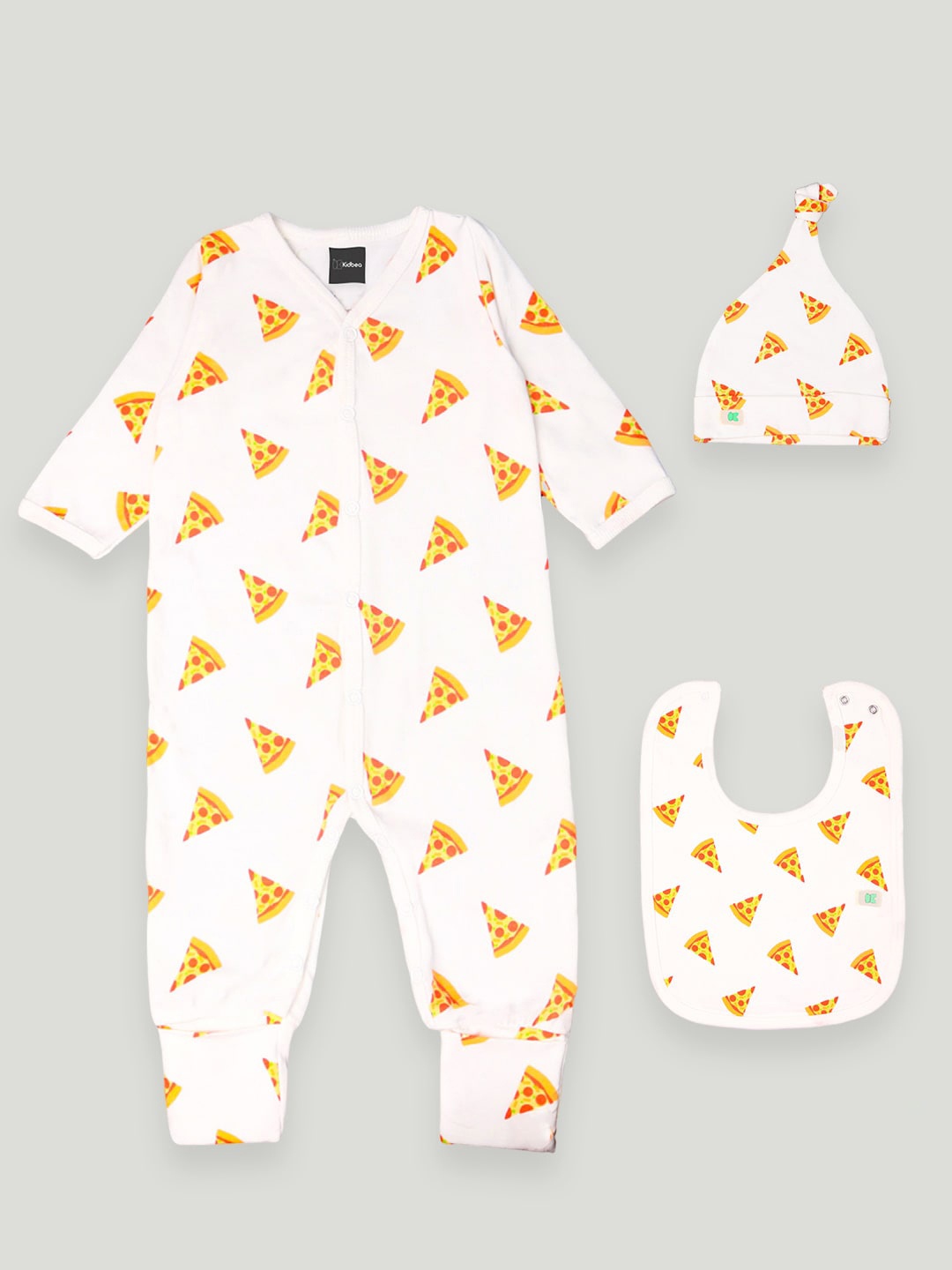 

Kidbea Infants 3-Pcs Printed Pure Organic Cotton Baby Apparel Gift Set, White