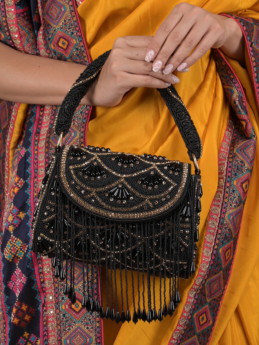 

ODETTE Embroidered Purse Clutch, Black