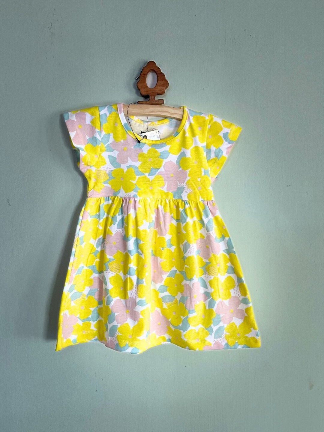 

BAESD Girls Floral Print Cotton A-Line Dress, Yellow