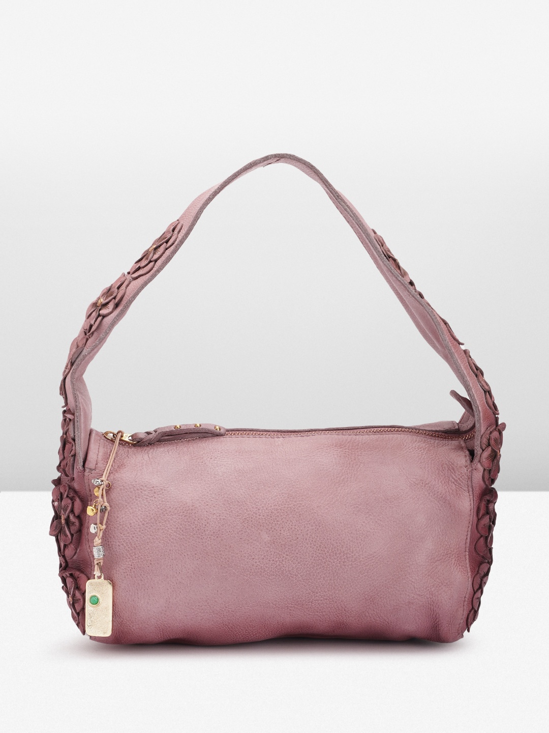 

ART N VINTAGE Floral Textured Leather Shopper Shoulder Bag, Rose