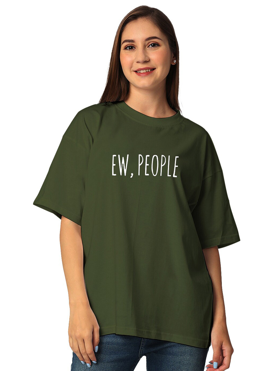 

STATUS MANTRA Typography Bio Finish Pure Cotton T-shirt, Olive