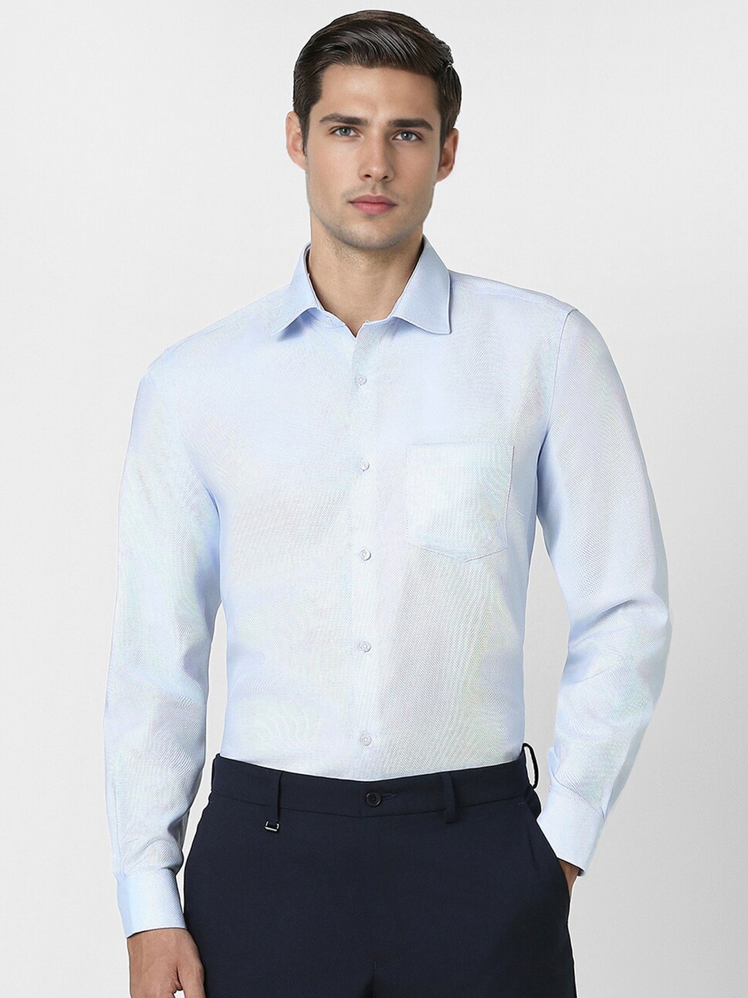 

Van Heusen Spread Collar Long Sleeves Regular Fit Cotton Formal Shirt, Blue