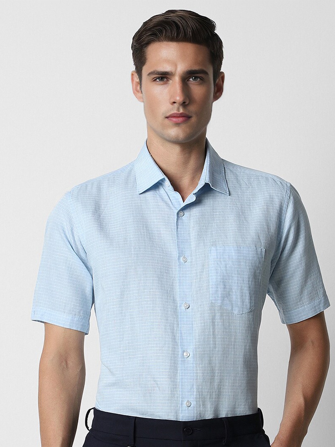 

Van Heusen Spread Collar Short Sleeves Regular Fit Formal Shirt, Blue
