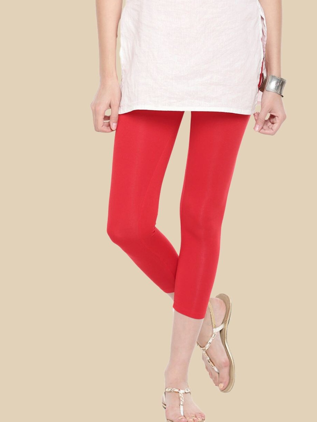 

De Moza Three Quarter Length Leggings, Red