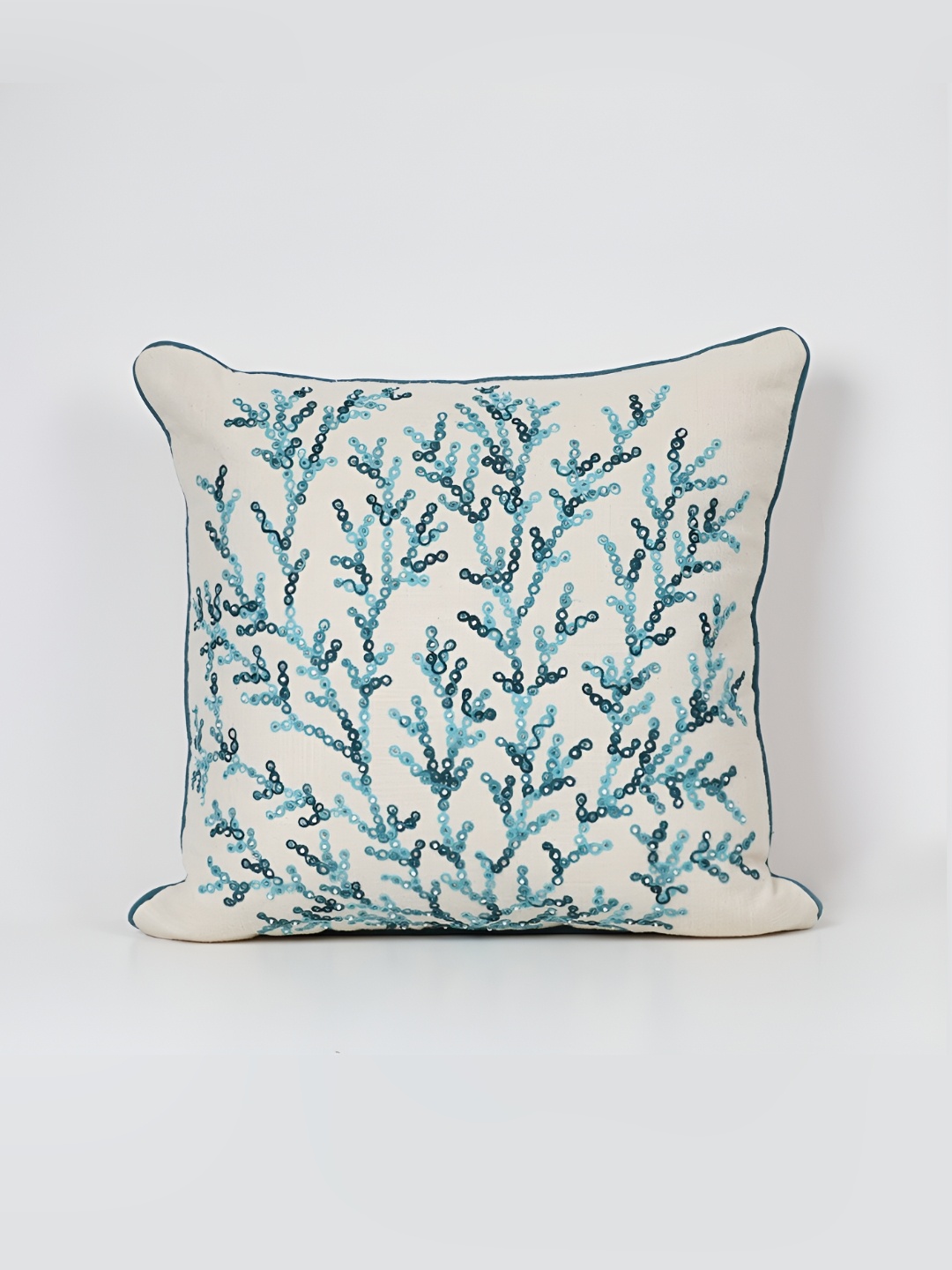 

House of Harkaari Blue & Off White Floral Square Cushion Covers