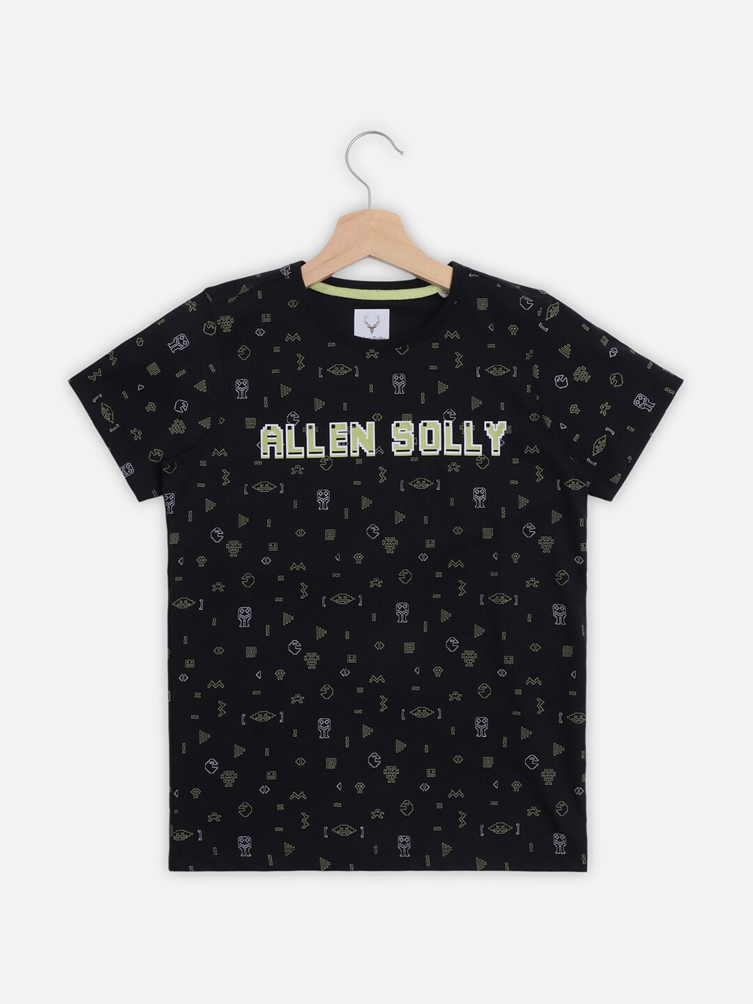 

Allen Solly Junior Boys Conversational Printed Round Neck Tshirt, Black