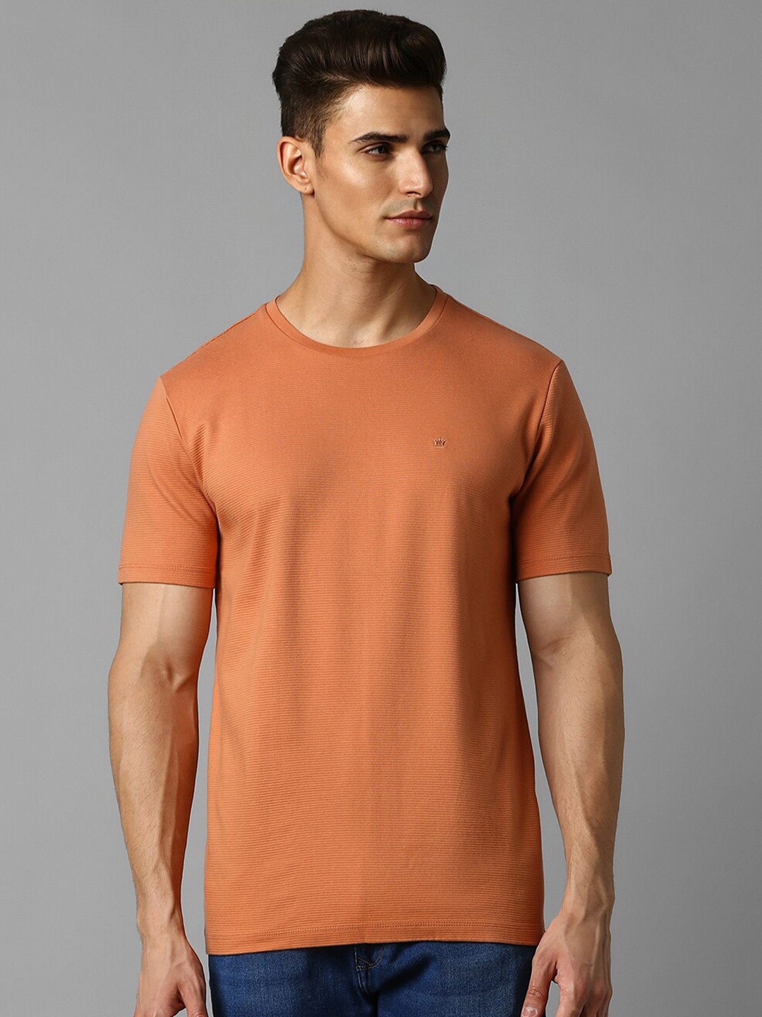 

Louis Philippe Cotton Round Neck Slim Fit Casual T-shirt, Orange