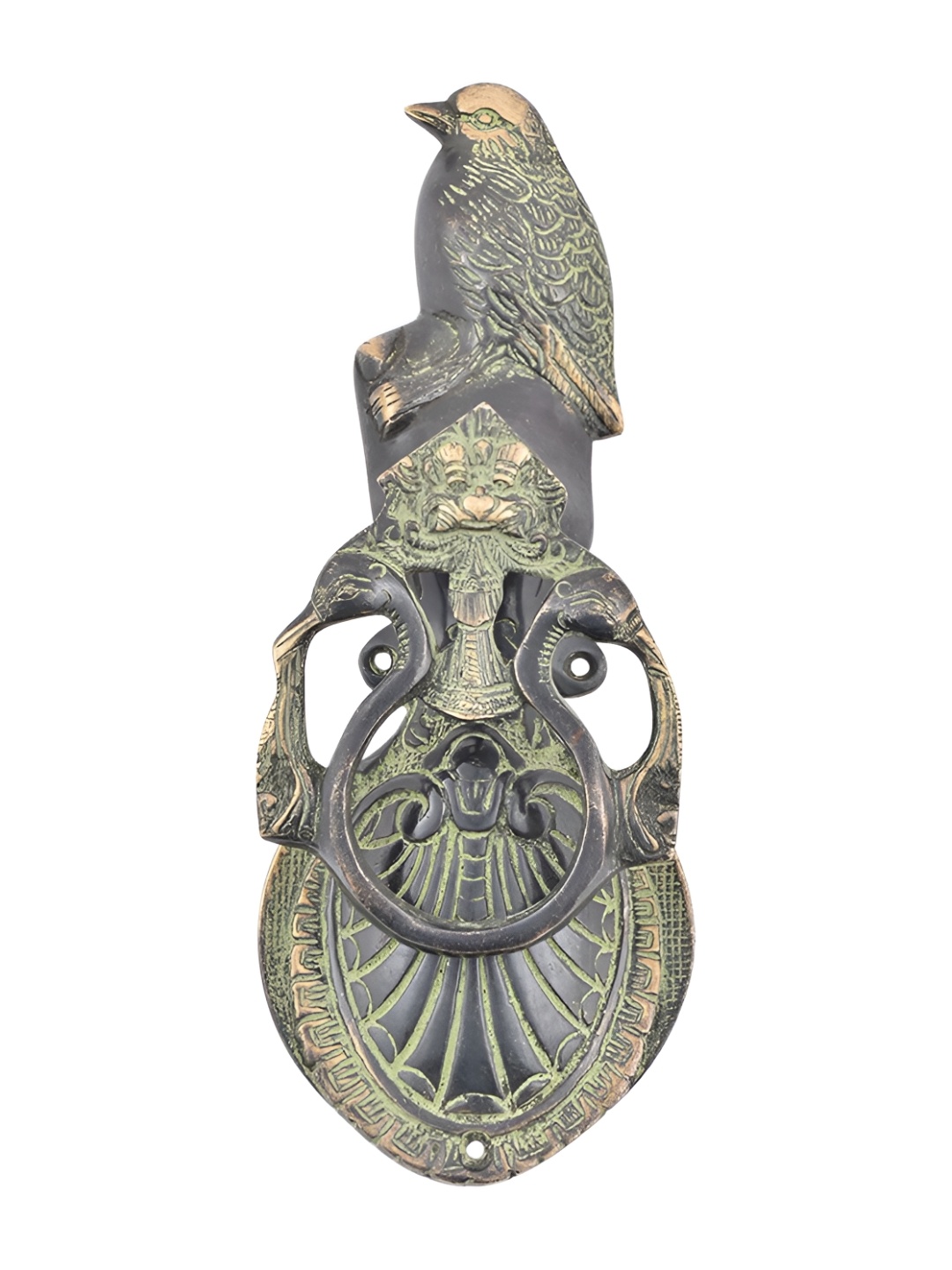 

Indianshelf Grey & Green Textured Bird Standing Brass Door Knocker