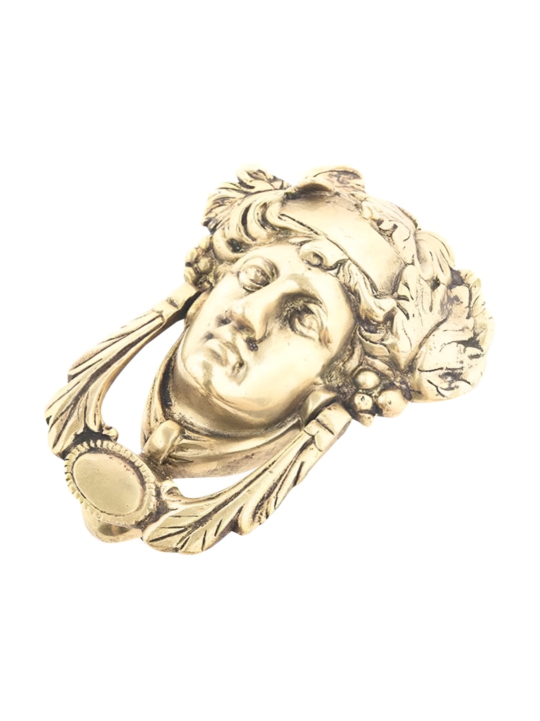 

Indianshelf Woman Head Brass Door Knocker, Gold