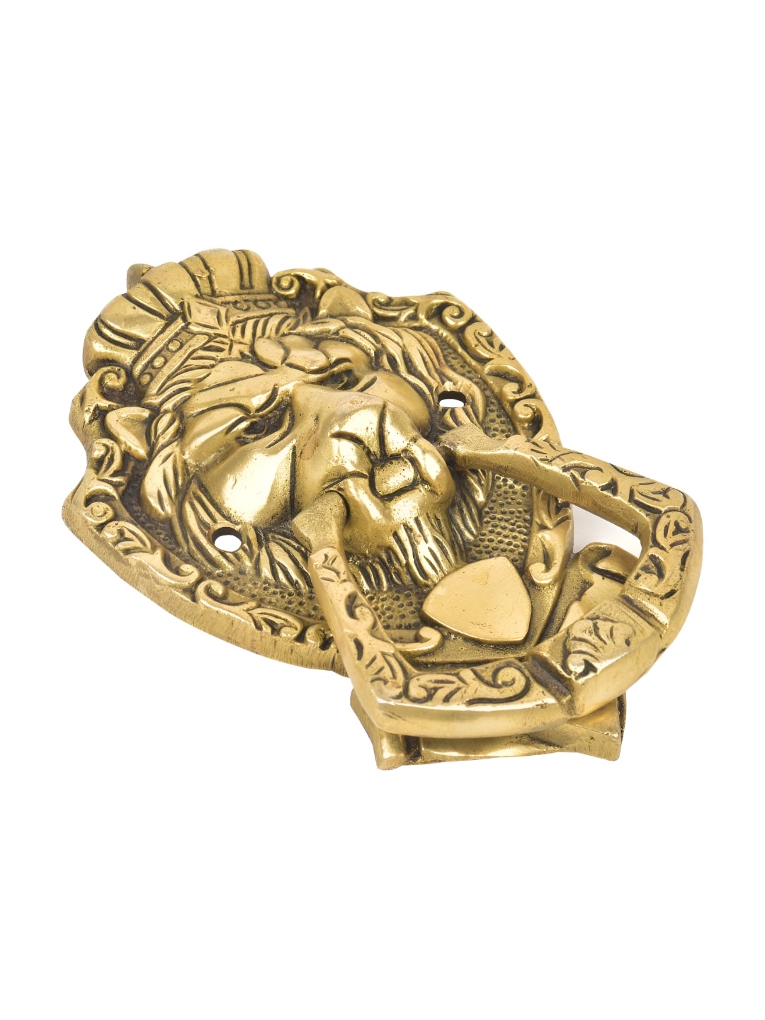 

Indianshelf Lion Face Brass Door Knocker, Gold
