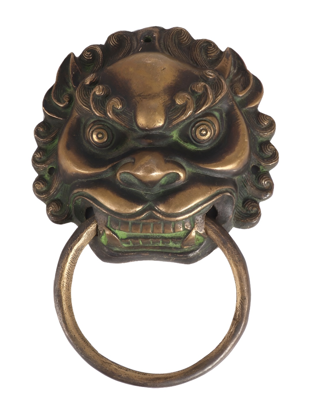 

Indianshelf Vintage Lion Head Brass Door Knocker, Brown