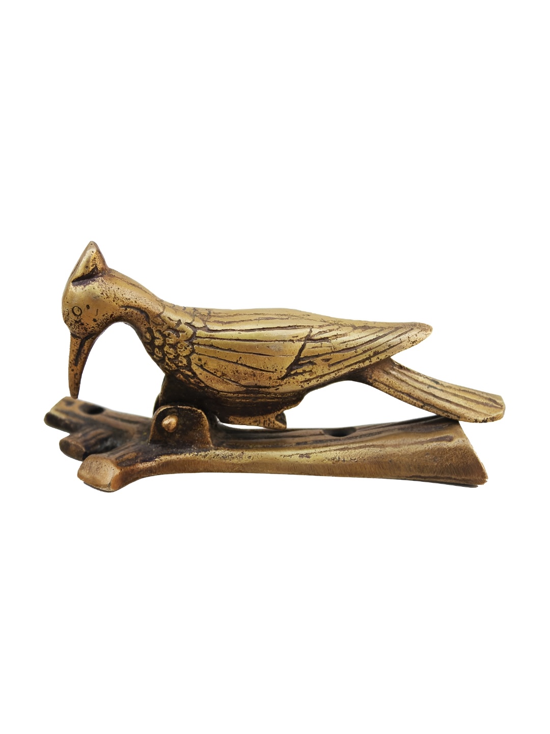 

Indianshelf Woodpecker Brass Door Knocker, Gold