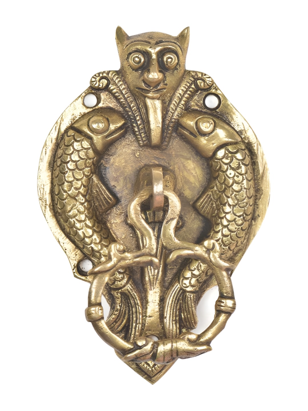 

Indianshelf Gold-Toned Bat Face Brass Door Knocker