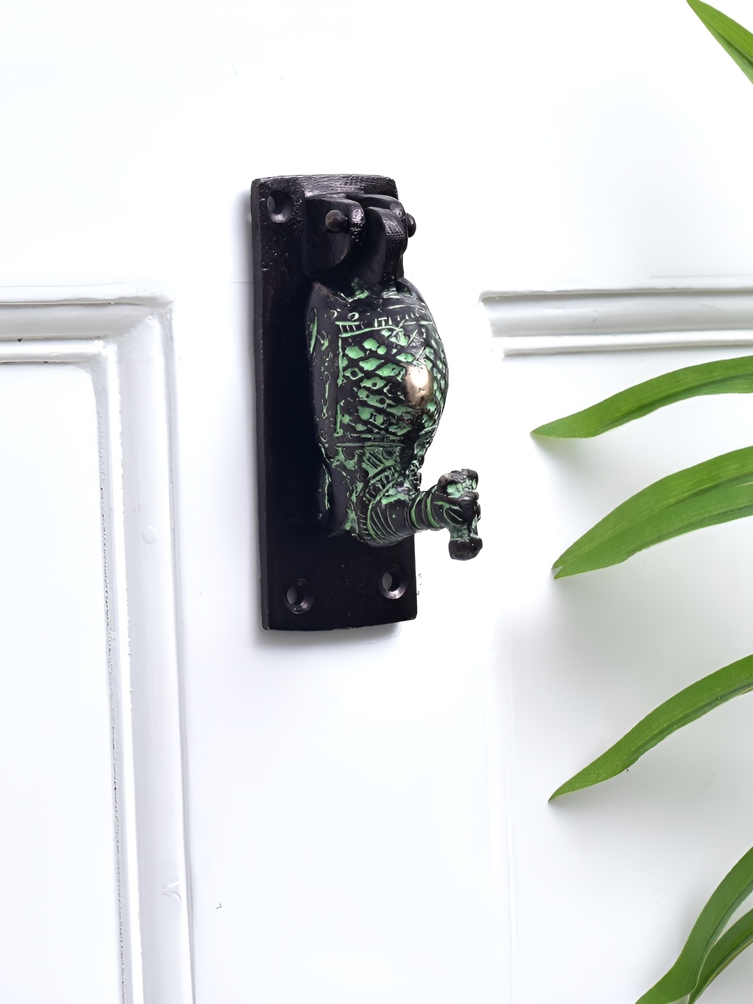 

Indianshelf Black & Green Camel Patina Brass Door Knocker