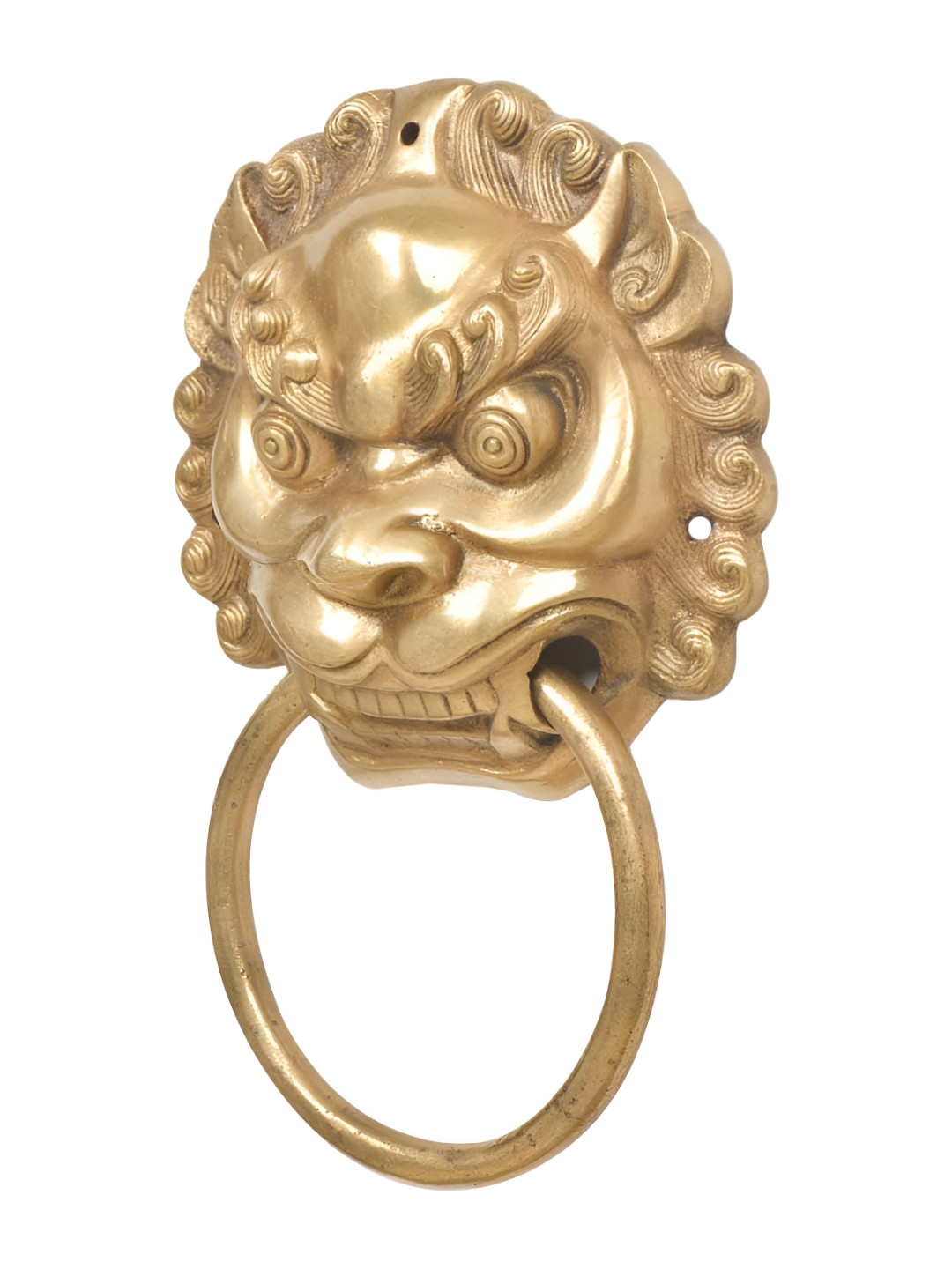 

Indianshelf Beige Dog Lion Head Ring Door Knocker