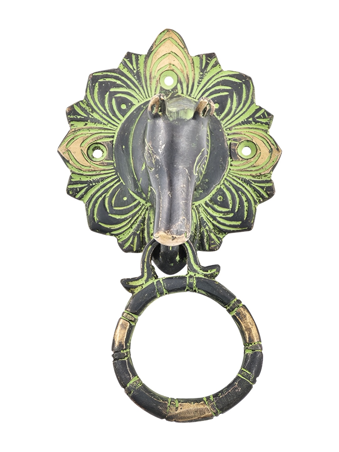 

Indianshelf Black & Green Horse Face Door Knocker